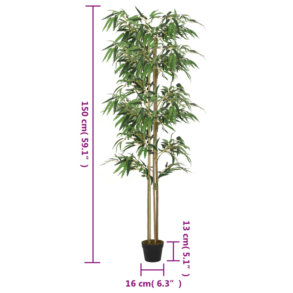 Kunstig bambustre 988 blader 150 cm grønn