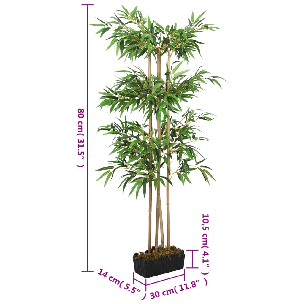 Kunstig bambustre 380 blader 80 cm grønn