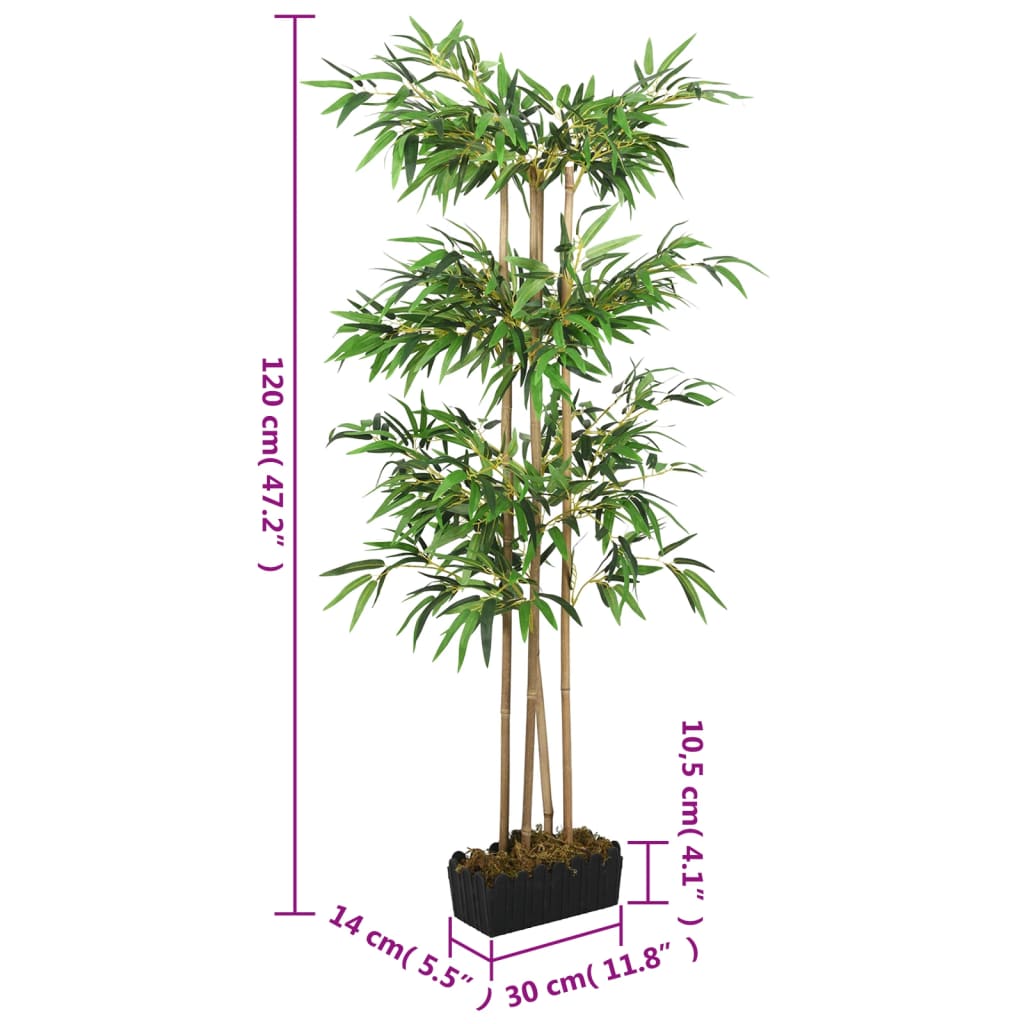Kunstig bambustre 760 blader 120 cm grønn