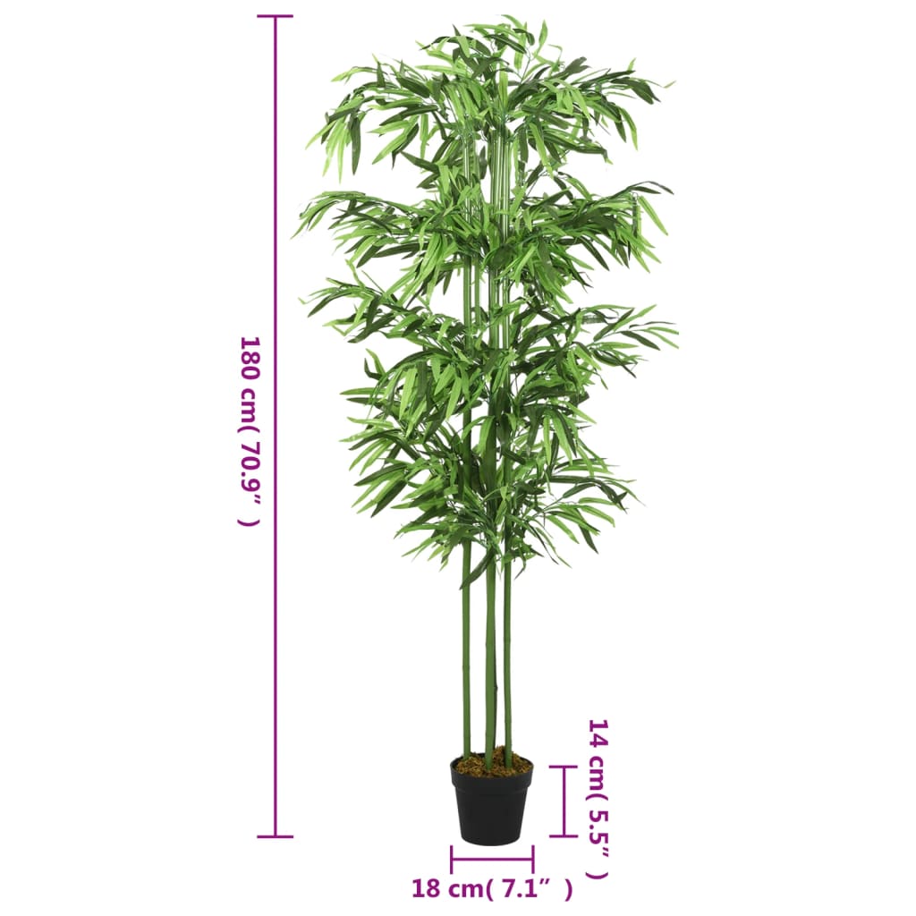 Kunstig bambustre 864 blader 180 cm grønn