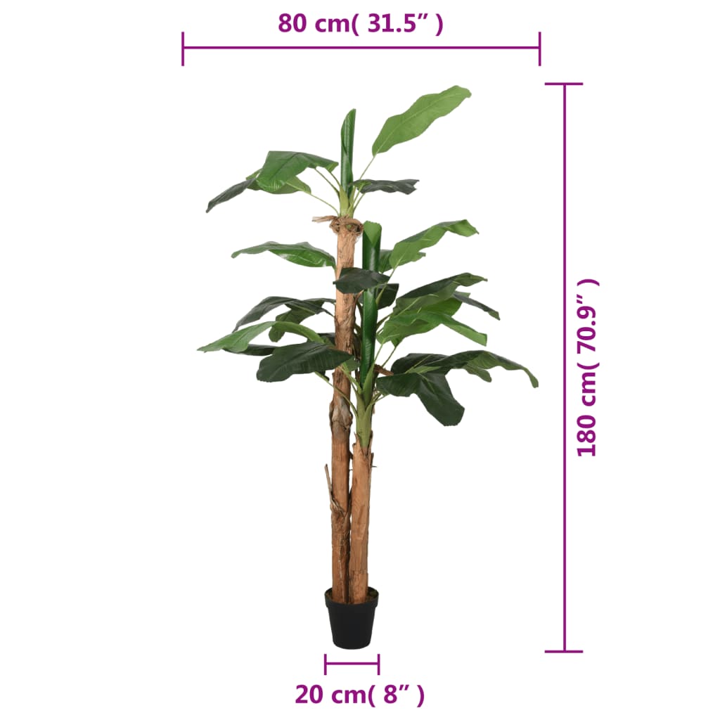 Kunstig banantre 19 blader 180 cm grønn