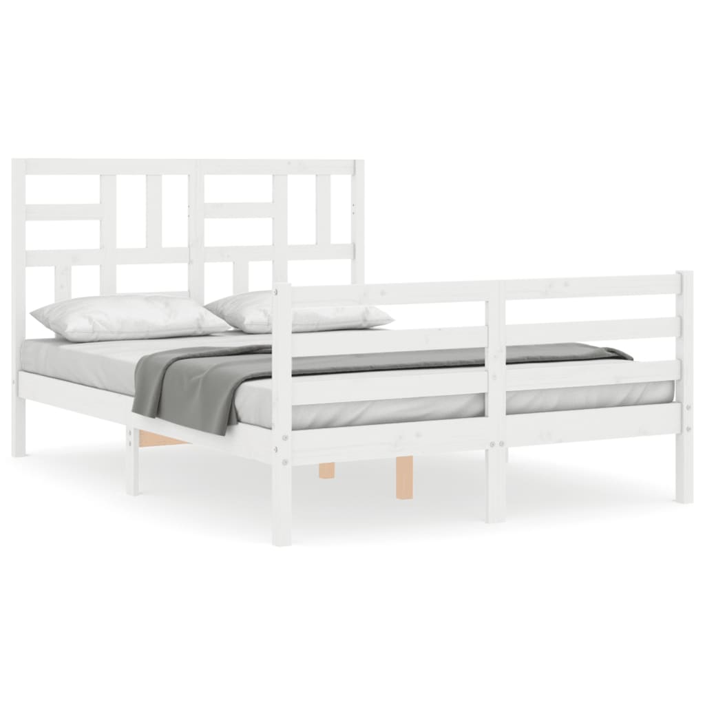 Sengeramme med hodegavl hvit 140x190 cm heltre