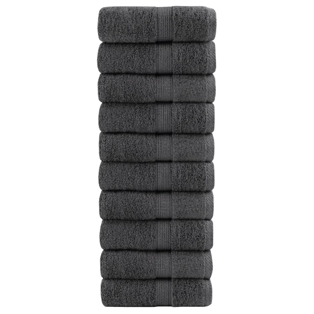 Premium vaskehåndklær SOLUND 10 stk antrasitt 30x30 cm 600 g/m²