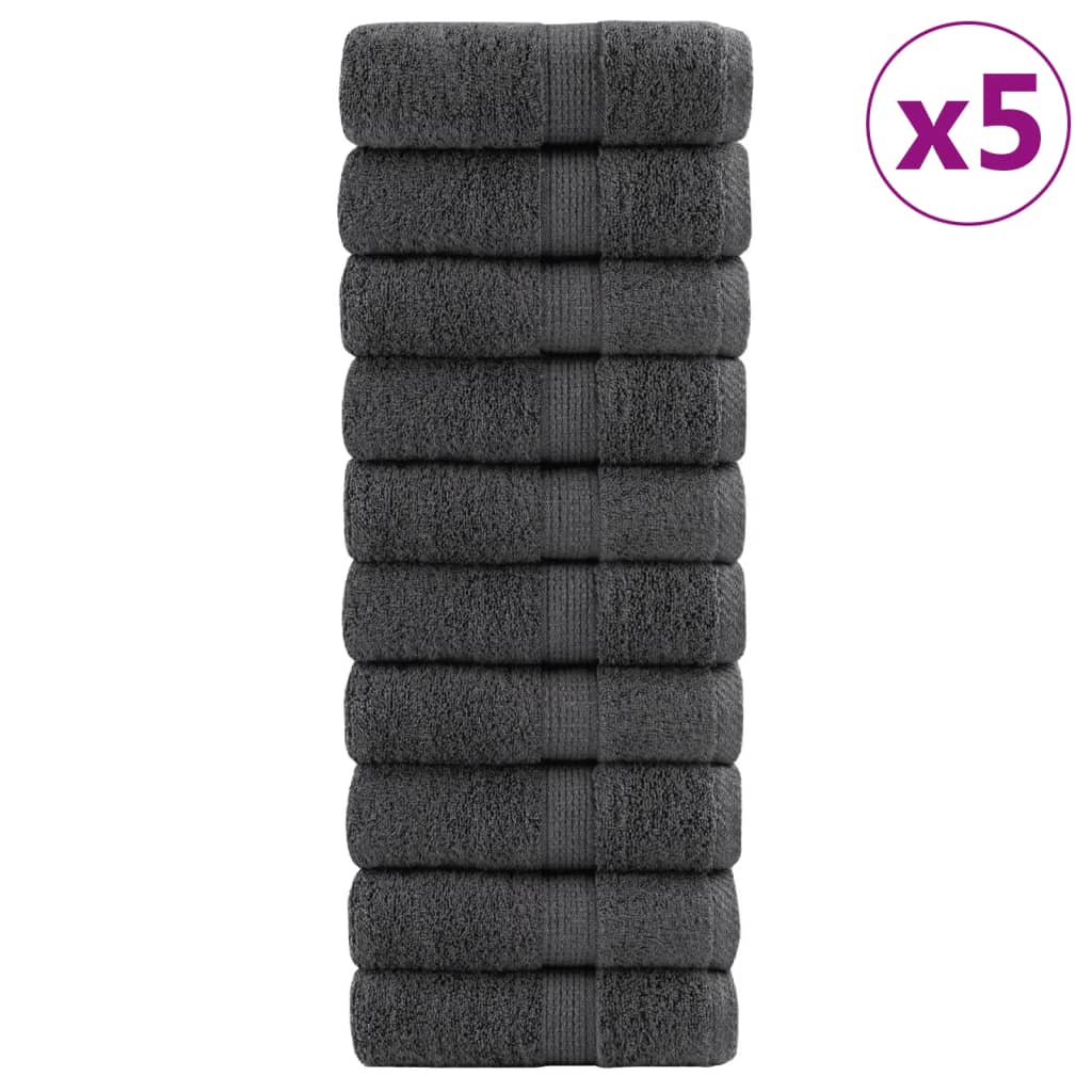 Premium vaskehåndklær SOLUND 50 stk antrasitt 30x30 cm 600 g/m²