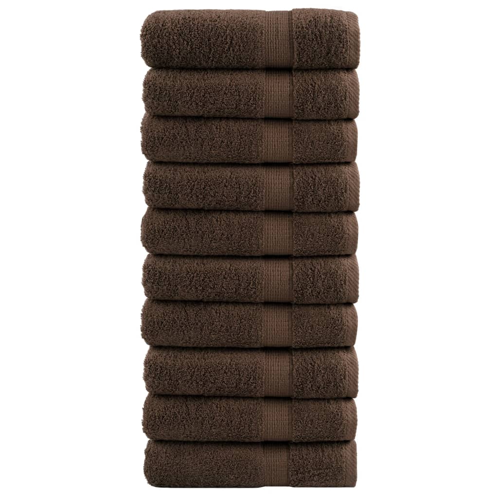 Premium håndklær SOLUND 10 stk brun 50x100 cm 600gsm