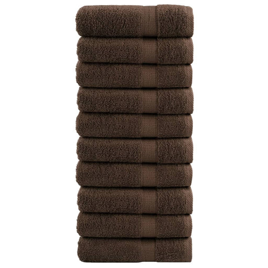 Premium håndklær SOLUND 10 stk brun 50x100 cm 600gsm