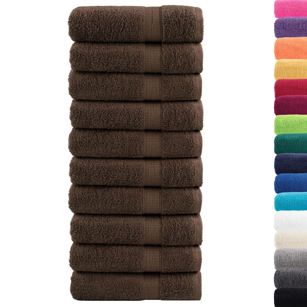Premium håndklær SOLUND 10 stk brun 50x100 cm 600gsm