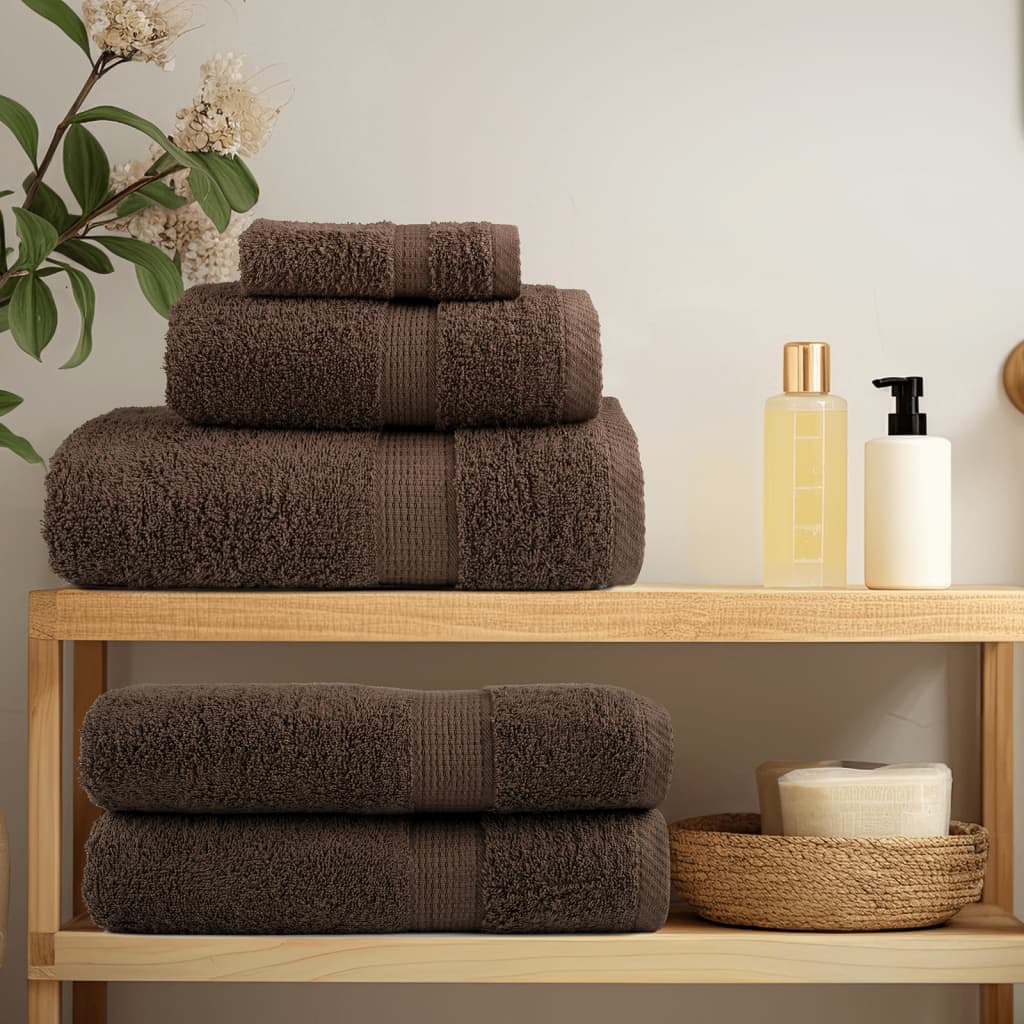 Premium håndklær SOLUND 10 stk brun 50x100 cm 600gsm