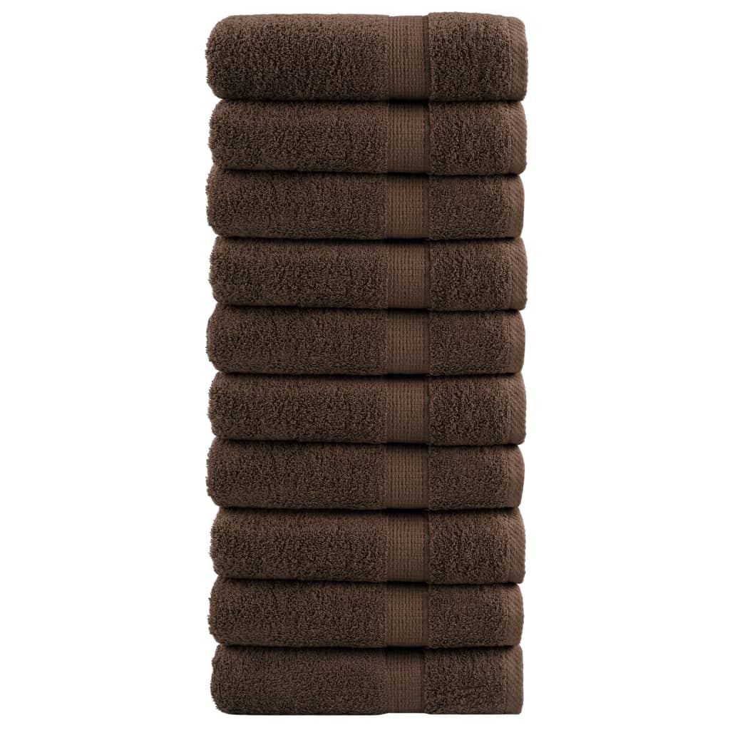 Premium dusjhåndklær SOLUND 10 stk brun 70x140 cm 600gsm