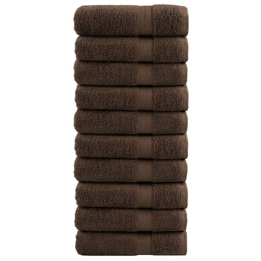Premium dusjhåndklær SOLUND 10 stk brun 70x140 cm 600gsm