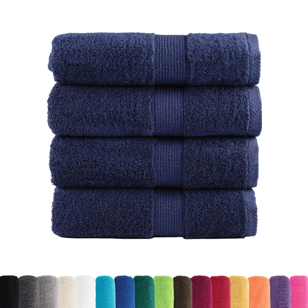 Premium gjestehåndklær SOLUND 4 stk marineblå 30x50 cm 600gsm