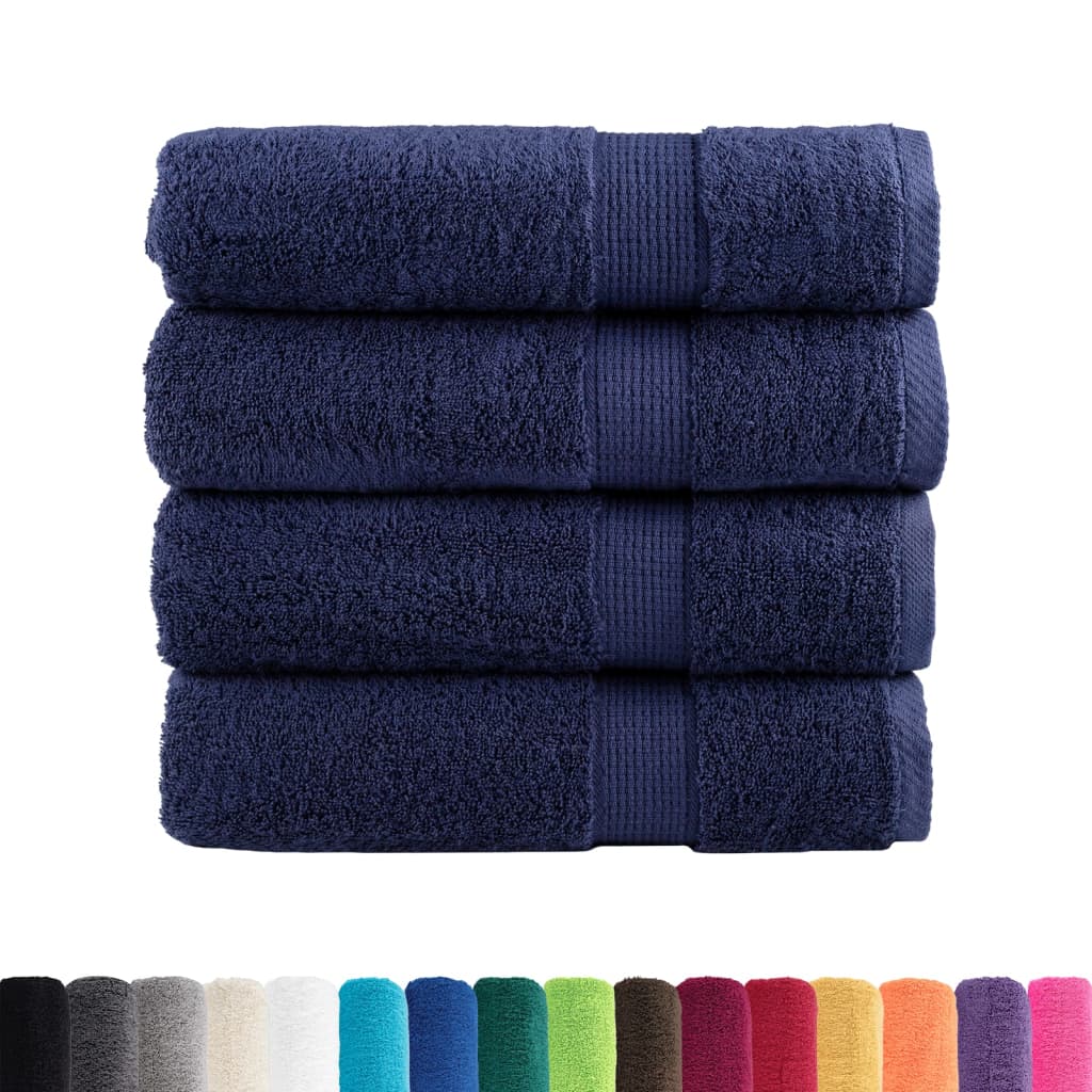 Premium håndklær SOLUND 4 stk marineblå 50x100 cm 600gsm