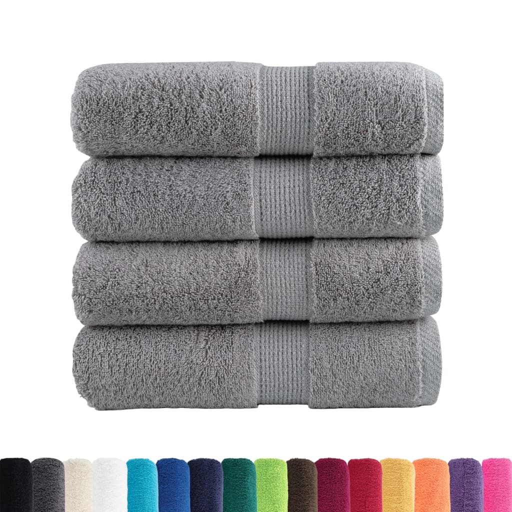 Premium gjestehåndklær SOLUND 4 stk grå 30x50 cm 600gsm