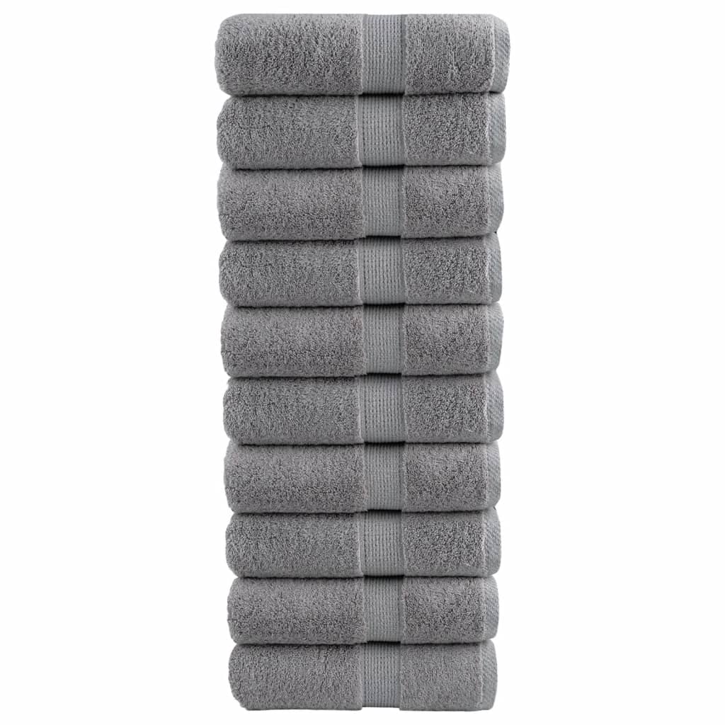 Premium gjestehåndklær SOLUND 10 stk grå 30x50 cm 600gsm