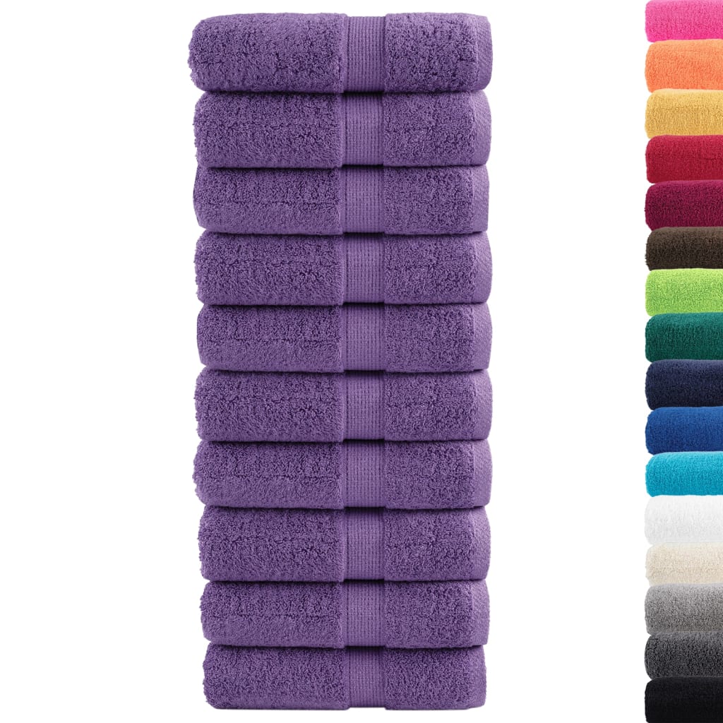 Premium vaskehåndklær SOLUND 10 stk lilla 30x30 cm 600 gsm