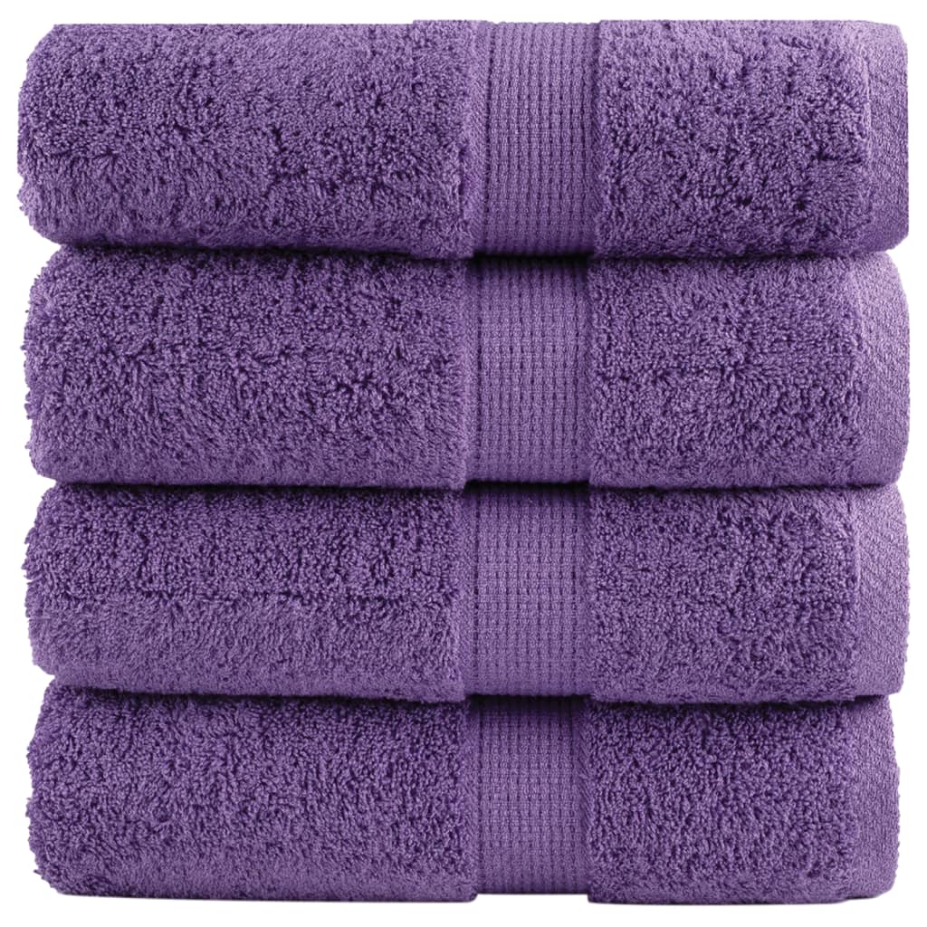 Premium gjestehåndklær SOLUND 4 stk lilla 30x50 cm 600 g/m2