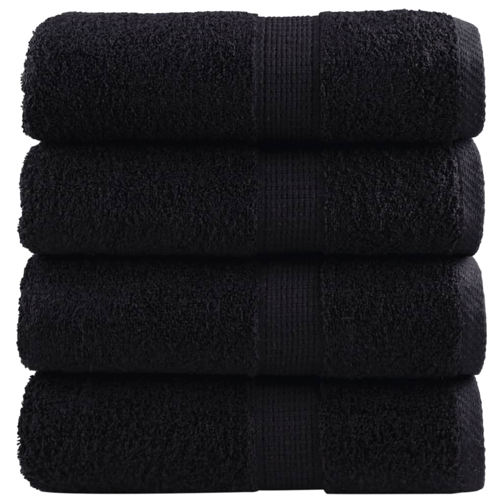 Premium gjestehåndklær SOLUND 4 stk svart 30x50 cm 600 g/m2