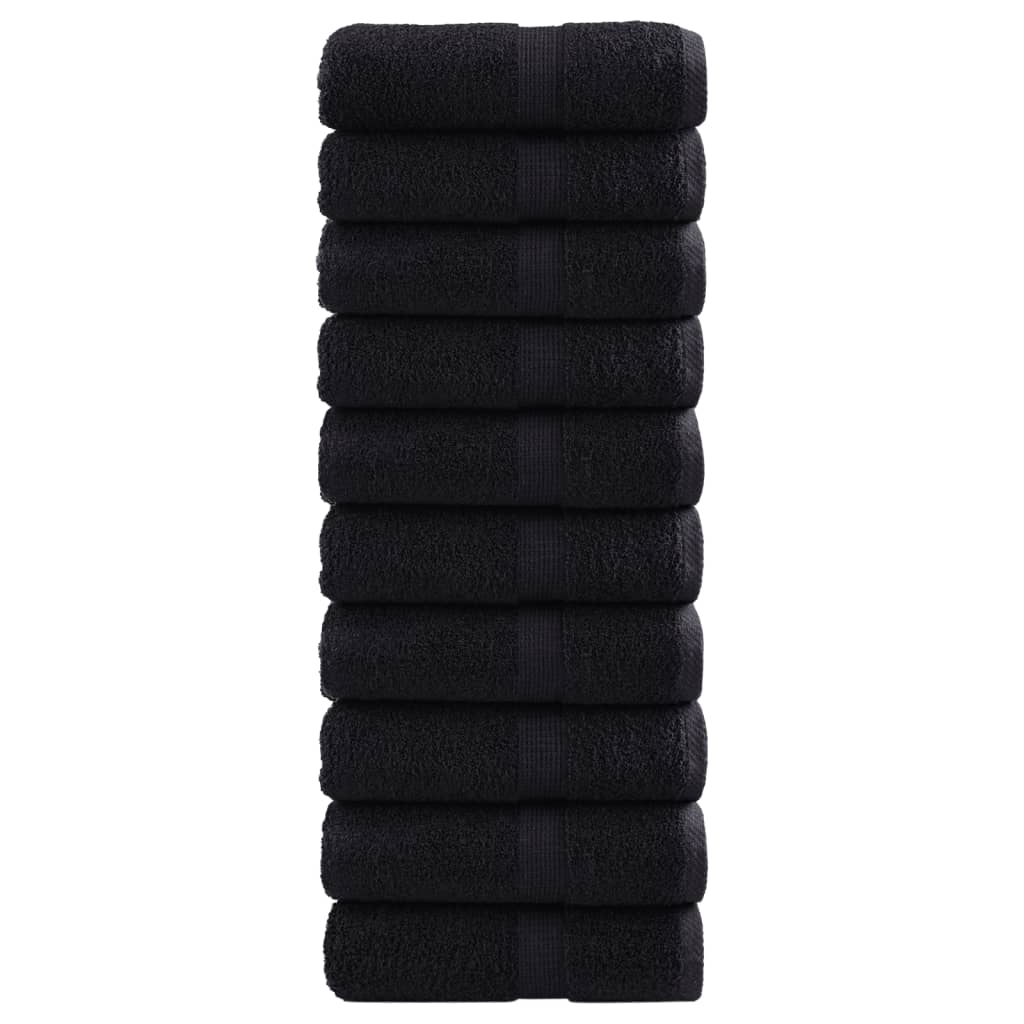 Premium gjestehåndklær SOLUND 10 stk svart 30x50cm 600 g/m2