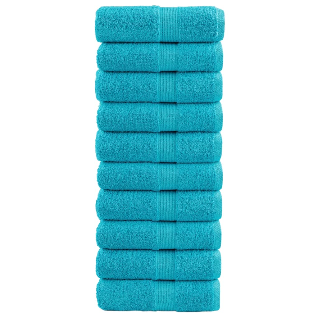 Premium vaskehåndklær SOLUND 10 stk turkis 30x30 cm 600 gsm