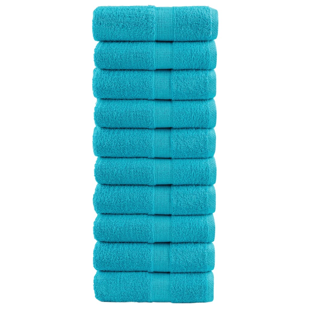 Premium gjestehåndklær SOLUND 10 stk turkis 30x50 cm 600 g/m2