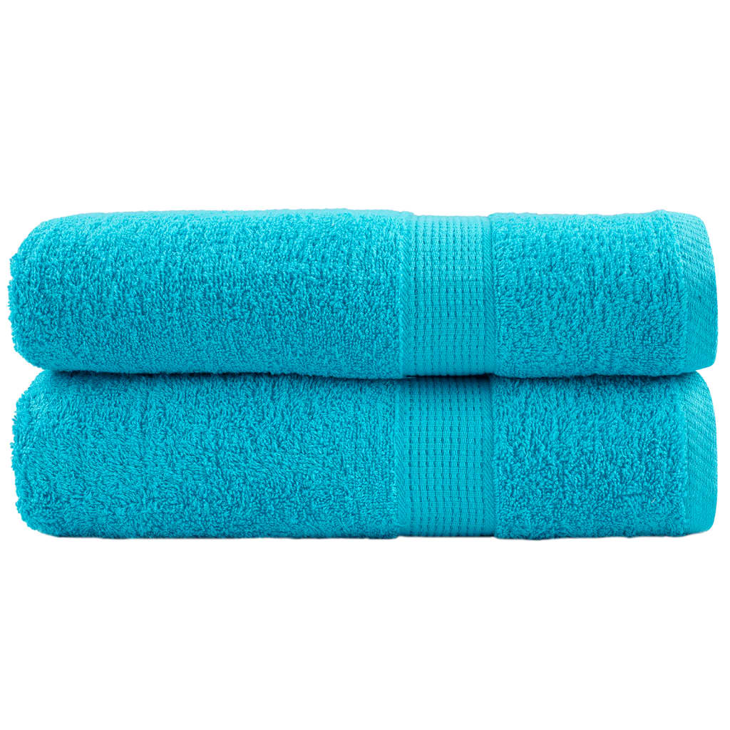Premium saunahåndklær SOLUND 2 stk turkis 50x100 cm 600 g/m2