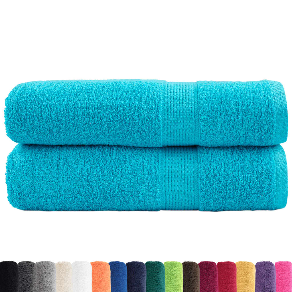 Premium saunahåndklær SOLUND 2 stk turkis 50x100 cm 600 g/m2