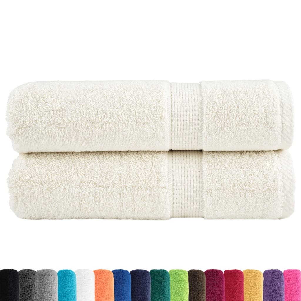 Premium dusjhåndklær SOLUND 2 stk kremhvit 70x140cm 600 g/m2