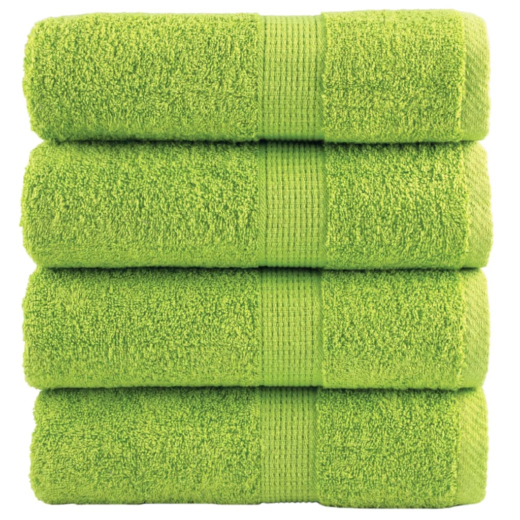 Premium vaskehåndklær SOLUND 4 stk eplegrønne 30x30 cm 600 gsm