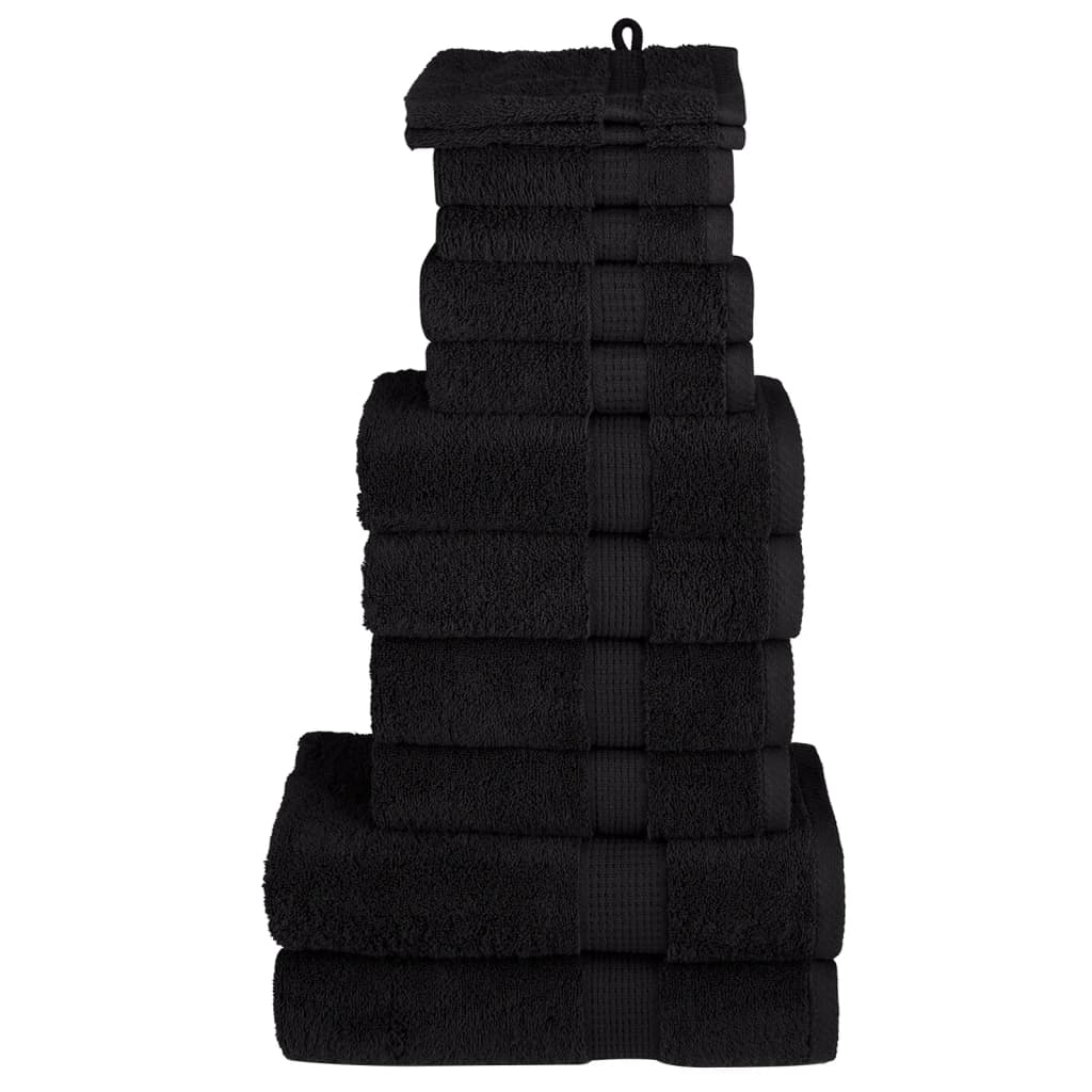 Premium håndklesett 12 deler SOLUND svart 600 g/m2