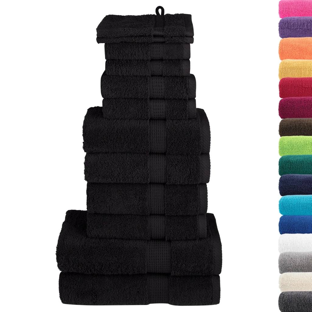 Premium håndklesett 12 deler SOLUND svart 600 g/m2
