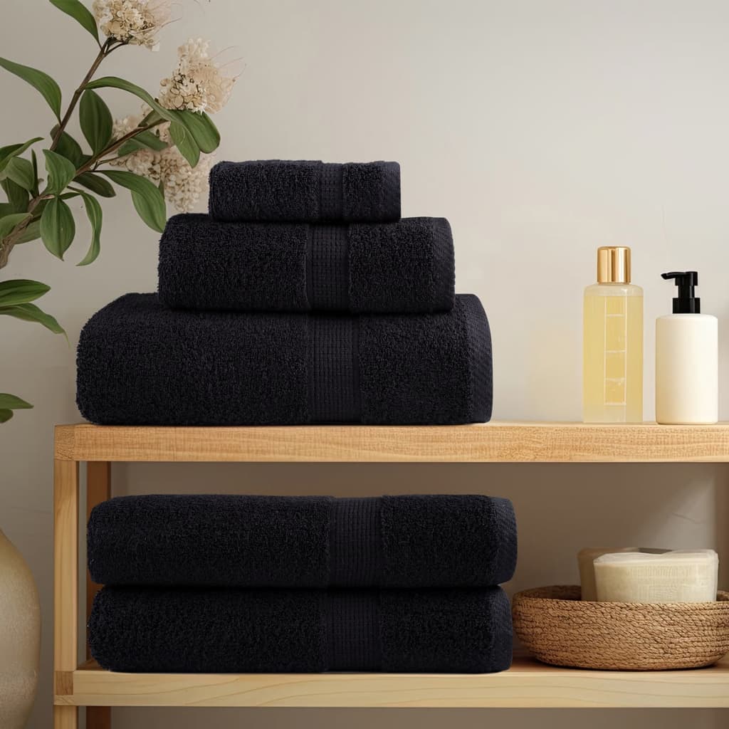Premium håndklesett 12 deler SOLUND svart 600 g/m2