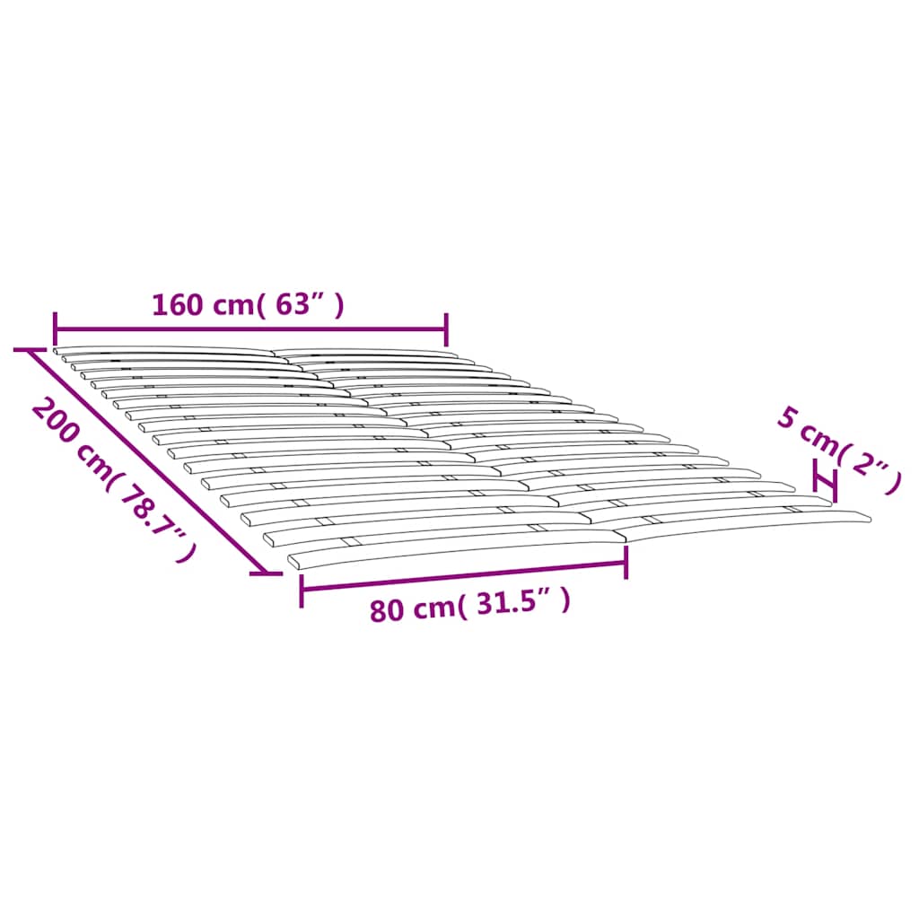 Sengebunnsutskiftning med 34 lameller 2 stk 80x200 cm