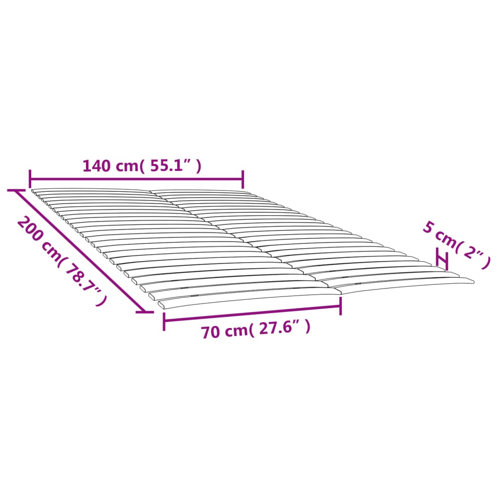 Sengebunnsutskiftning med 48 lameller 2 stk 70x200 cm