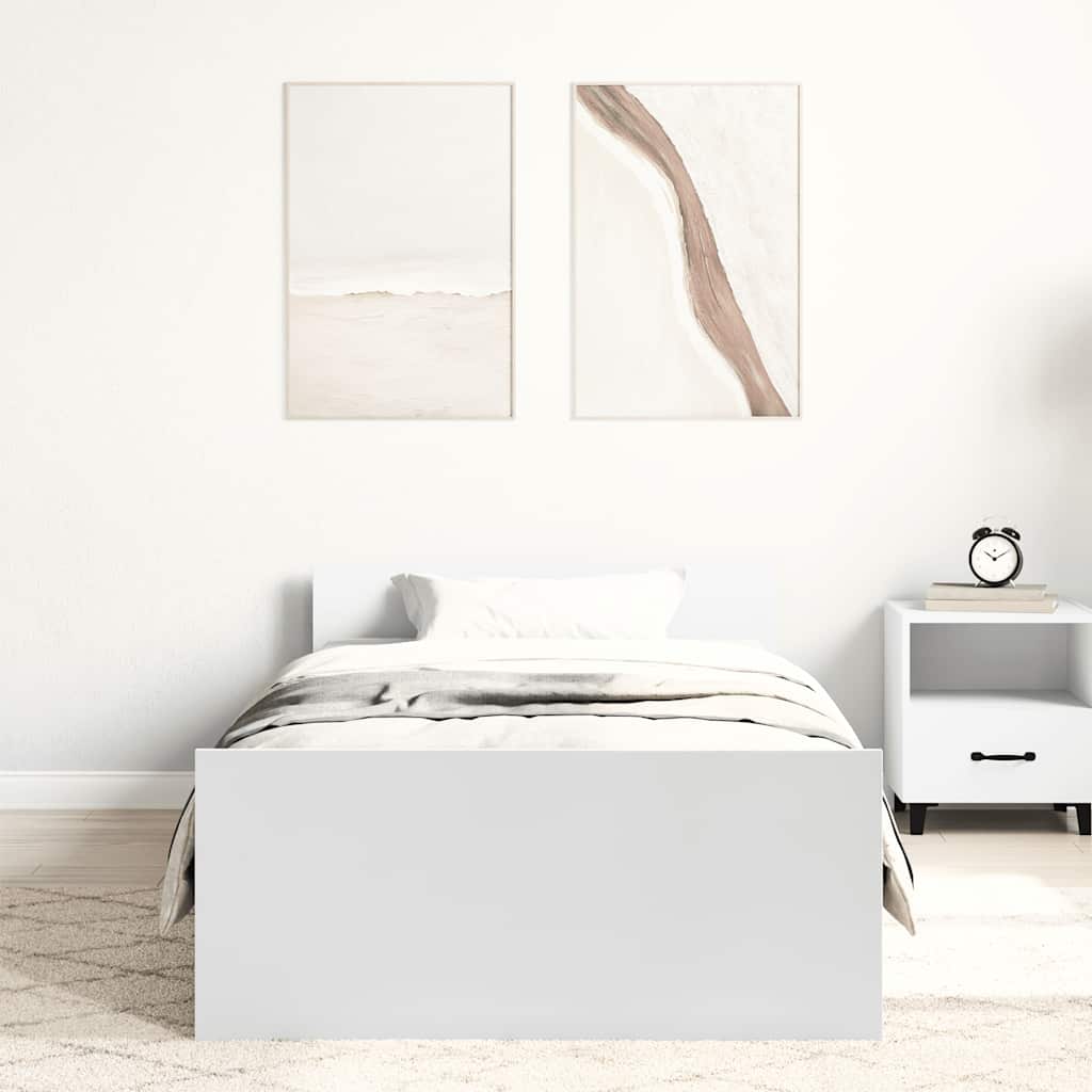 Sengeramme hvit 90x200 cm konstruert tre