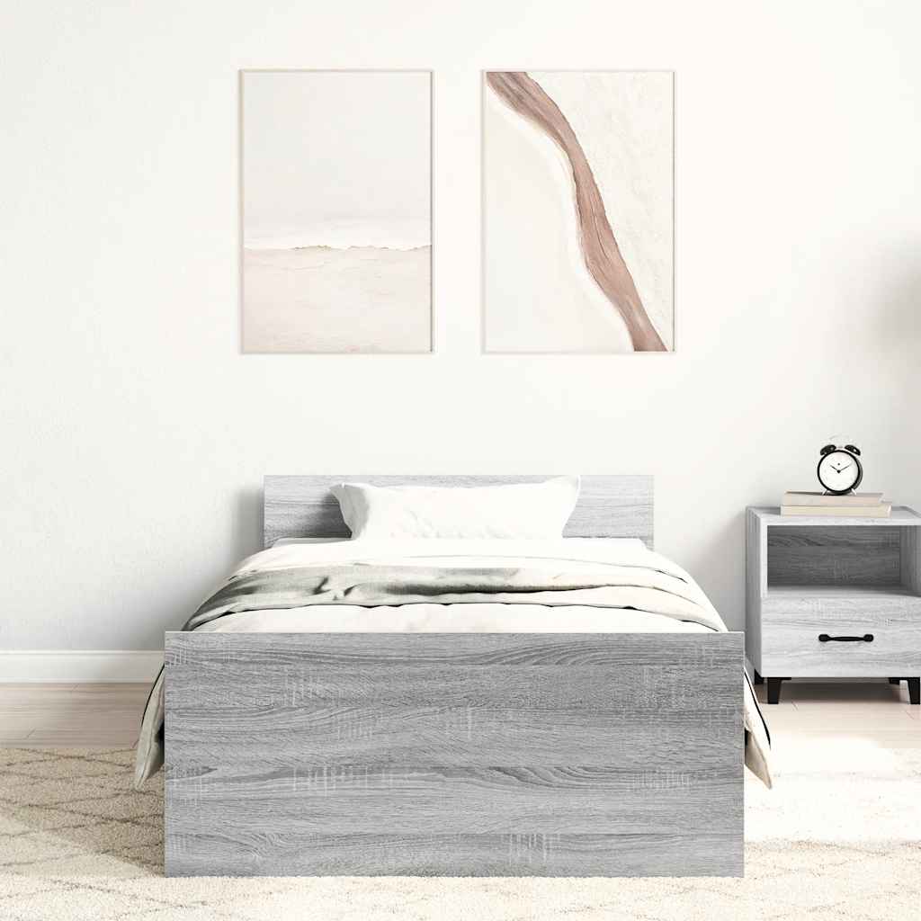 Sengeramme grå sonoma 100x200 cm konstruert tre