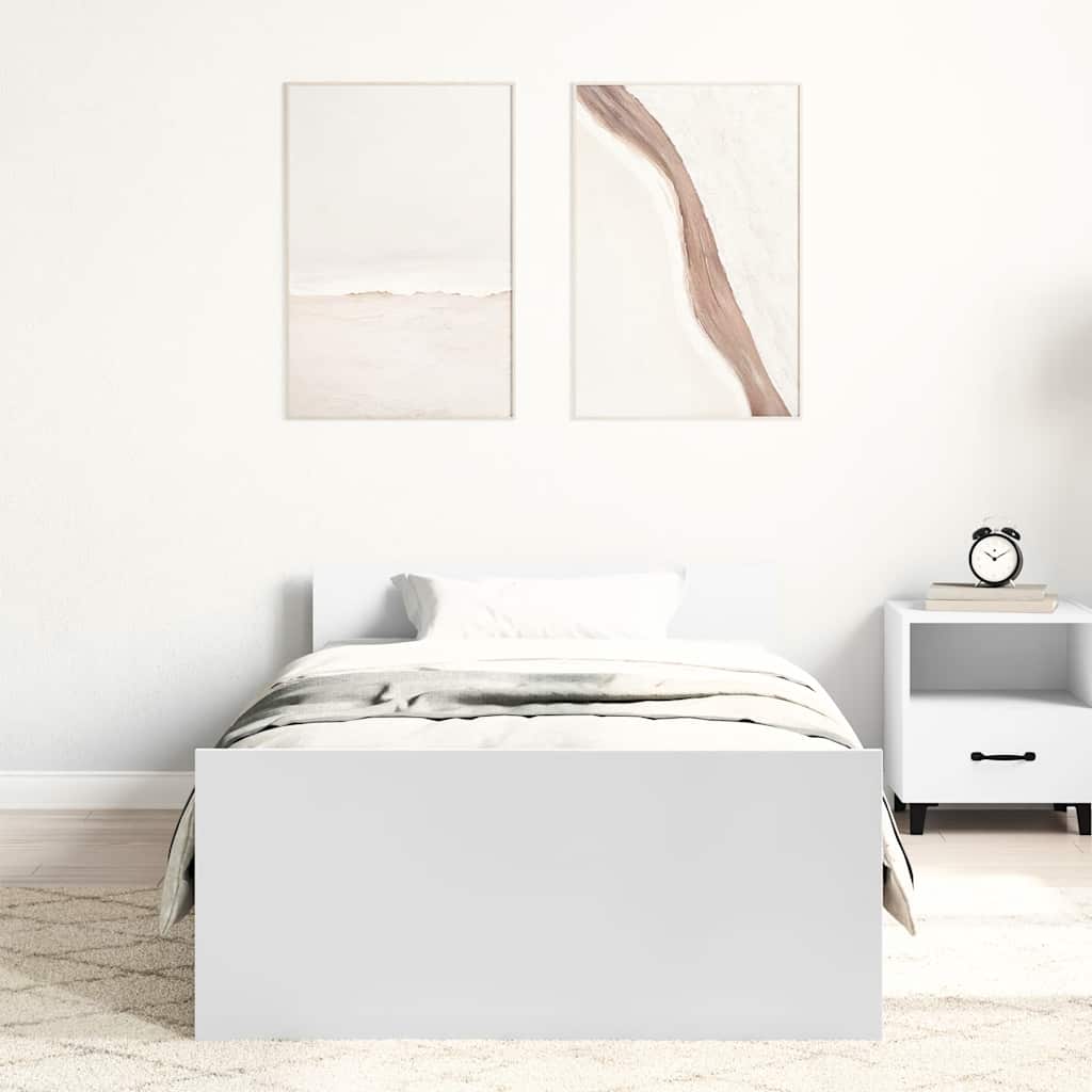 Sengeramme hvit 75x190 cm konstruert tre