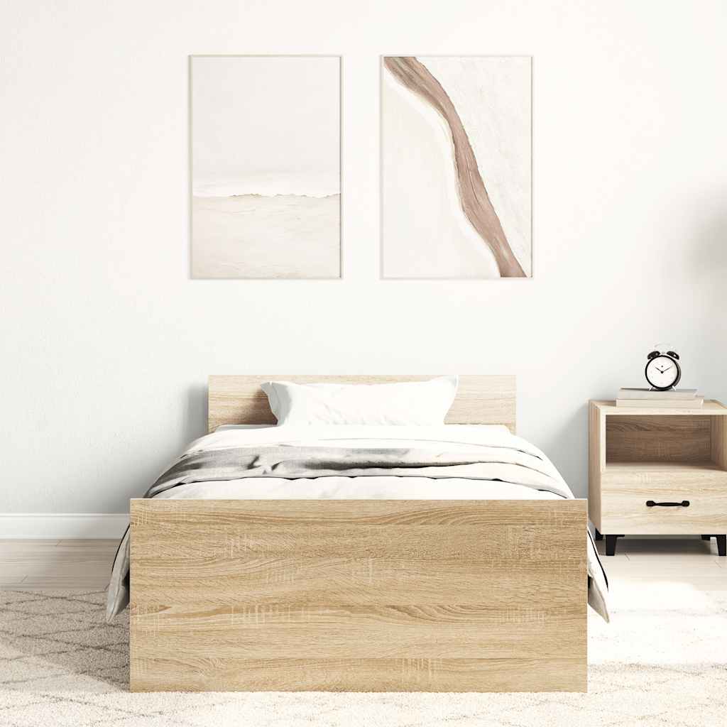 Sengeramme uten madrass sonoma eik 75x190 cm konstruert tre
