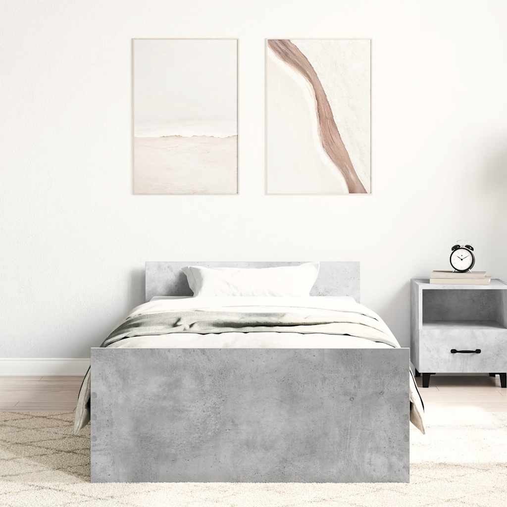 Sengeramme betonggrå 75x190 cm konstruert tre