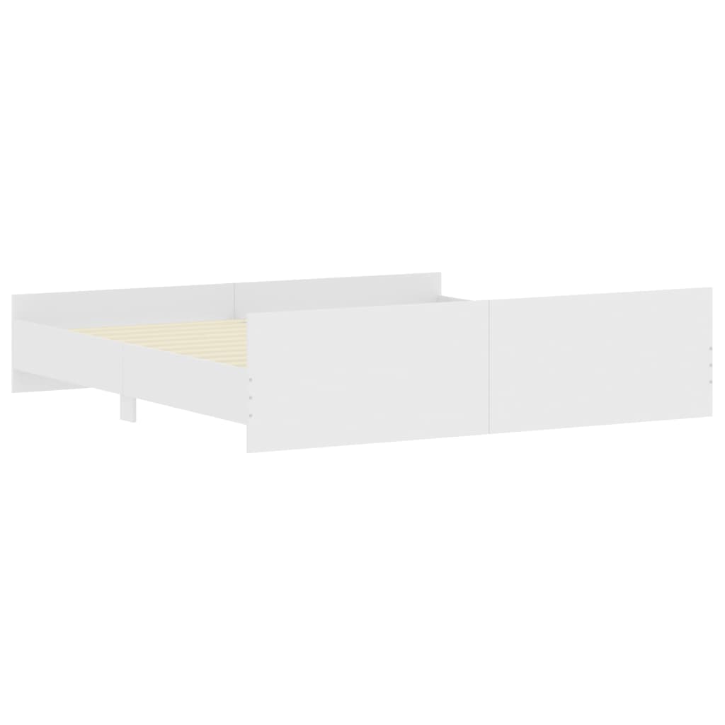 Sengeramme med hode- og fotgavl hvit 200x200 cm