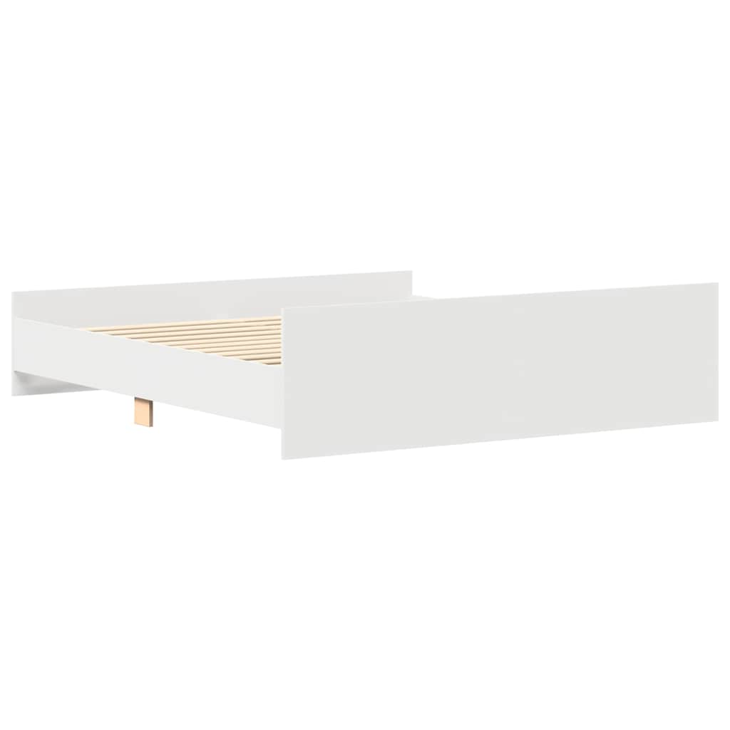 Sengeramme med hode- og fotgavl hvit 200x200 cm