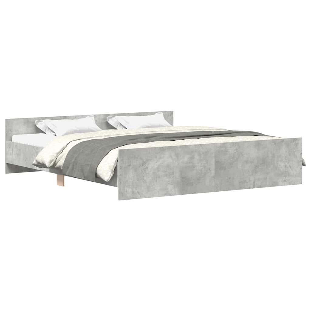 Sengeramme med hode- og fotgavl betonggrå 200x200 cm