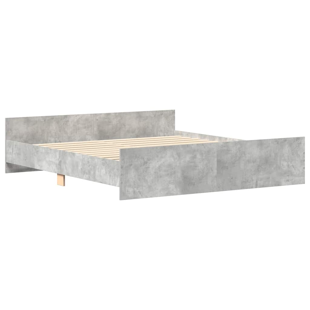 Sengeramme med hode- og fotgavl betonggrå 200x200 cm