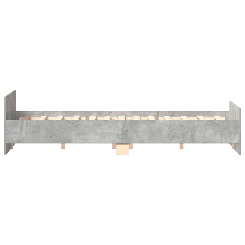 Sengeramme med hode- og fotgavl betonggrå 200x200 cm