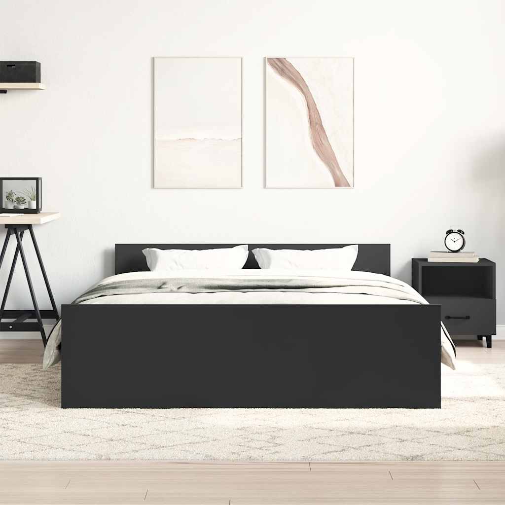 Sengeramme med hode- og fotgavl svart 120x200 cm