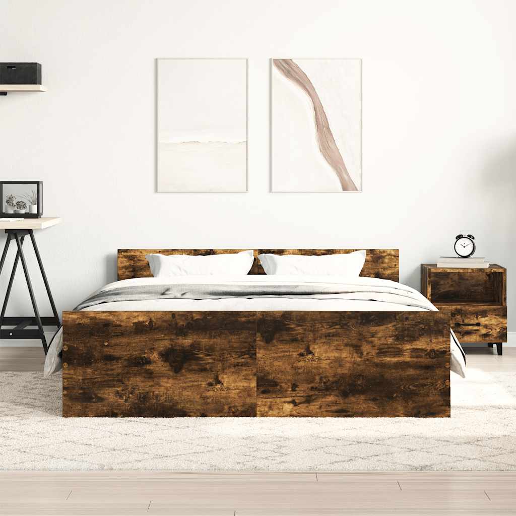Sengeramme med hode- og fotgavl røkt eik 120x200 cm