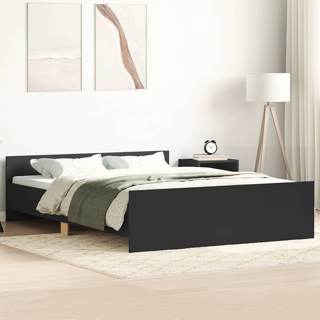 Sengeramme med hode- og fotgavl svart 150x200 cm