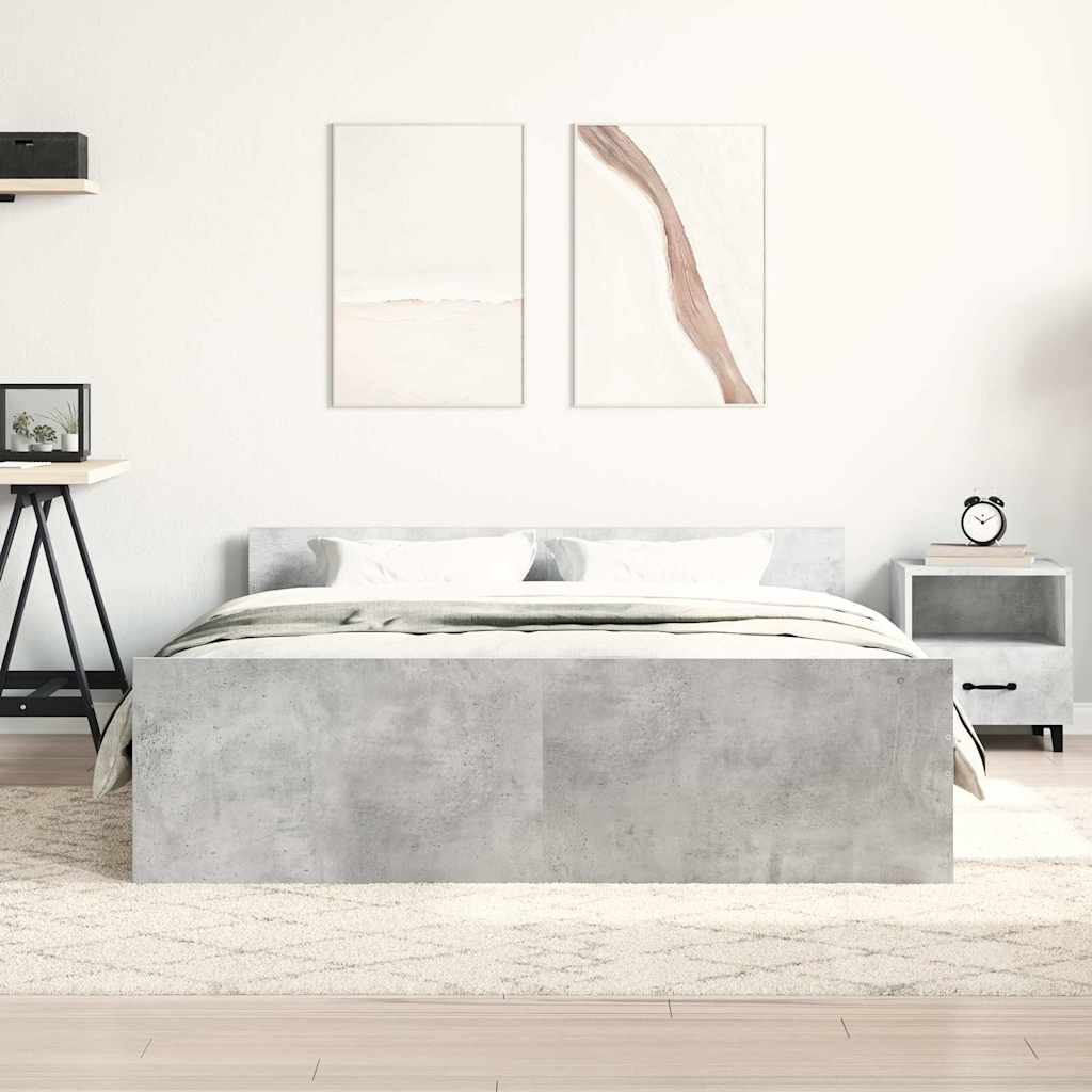 Sengeramme med hode- og fotgavl betonggrå 150x200 cm