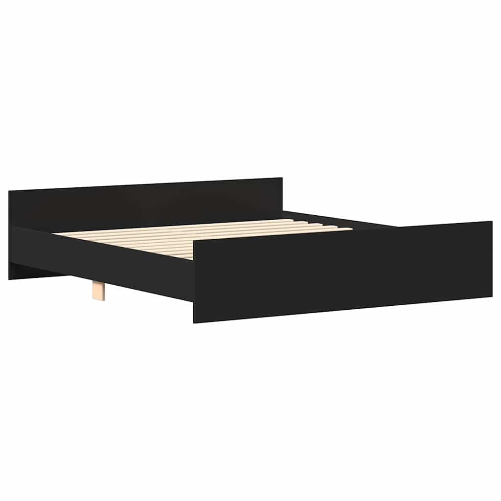 Sengeramme med hode- og fotgavl svart 160x200 cm