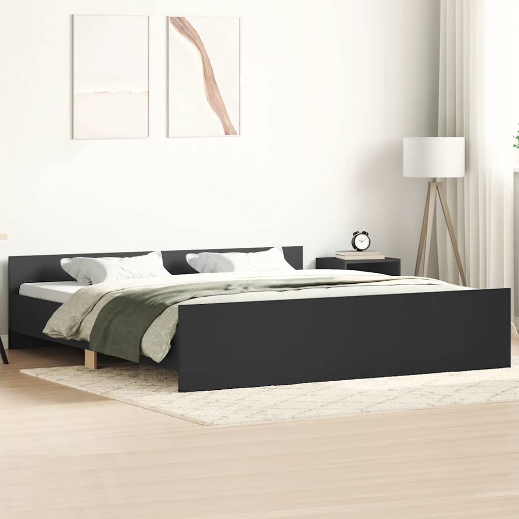 Sengeramme med hode- og fotgavl svart 160x200 cm