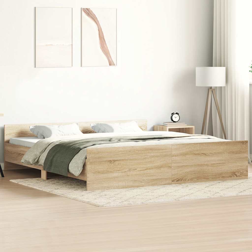 Sengeramme med hode- og fotgavl sonoma eik 160x200 cm